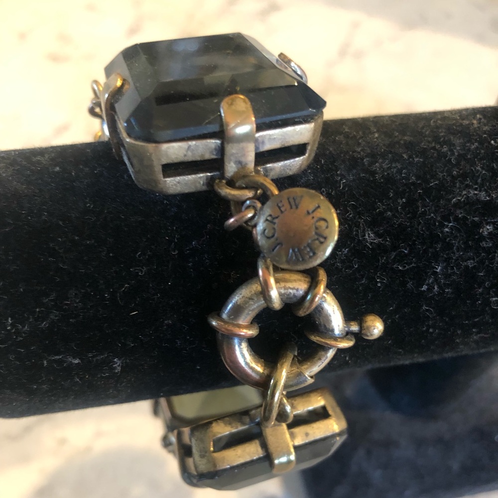 J. Crew Antique Gold-Tone Bracelet with Dark Gray Stones